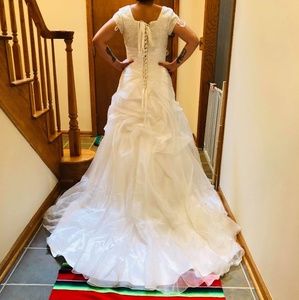 Lauren james bridal gown with matching veil